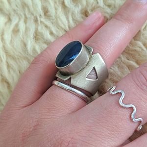 Chunky Sterling Blue Stone Ring
